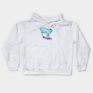 Llama in Blue Sweater Kids Hoodie